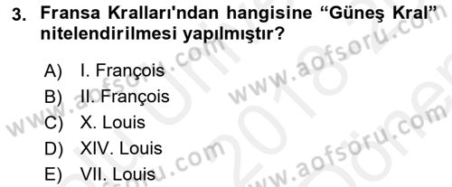 Siyasi Tarih 1 Dersi 2018 - 2019 Yılı (Final) Dönem Sonu Sınav Soruları 3. Soru