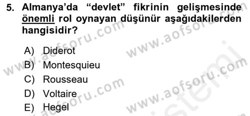 Siyasi Tarih 1 Dersi 2018 - 2019 Yılı (Final) Dönem Sonu Sınav Soruları 5. Soru