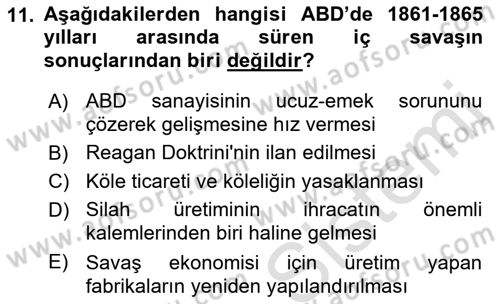 Siyasi Tarih 1 Dersi 2019 - 2020 Yılı (Final) Dönem Sonu Sınav Soruları 11. Soru