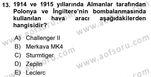 Siyasi Tarih 1 Dersi 2019 - 2020 Yılı (Final) Dönem Sonu Sınavı 13. Soru