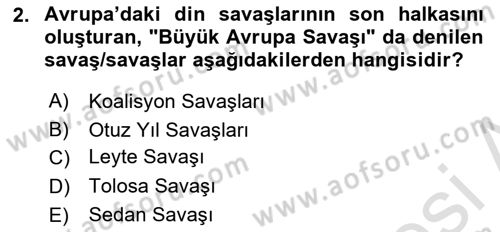 Siyasi Tarih 1 Dersi 2019 - 2020 Yılı (Final) Dönem Sonu Sınav Soruları 2. Soru
