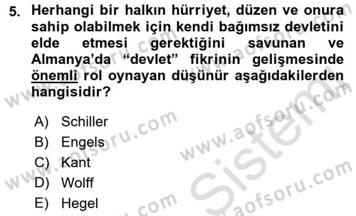 Siyasi Tarih 1 Dersi 2019 - 2020 Yılı (Final) Dönem Sonu Sınav Soruları 5. Soru