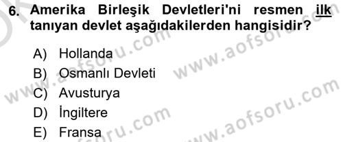 Siyasi Tarih 1 Dersi 2020 - 2021 Yılı Yaz Okulu Sınav Soruları 6. Soru
