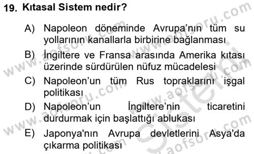 Siyasi Tarih 1 Dersi Ara Sınavı Deneme Sınav Soruları 19. Soru