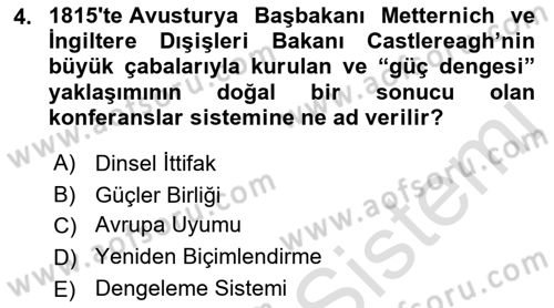 Siyasi Tarih 1 Dersi 2021 - 2022 Yılı (Final) Dönem Sonu Sınav Soruları 4. Soru