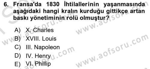 Siyasi Tarih 1 Dersi 2021 - 2022 Yılı (Final) Dönem Sonu Sınav Soruları 6. Soru