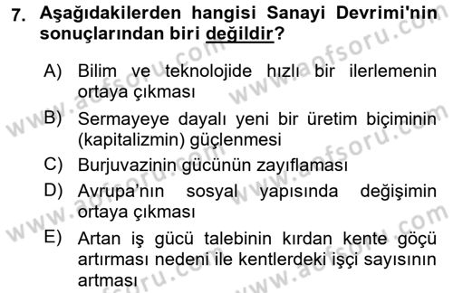Siyasi Tarih 1 Dersi 2021 - 2022 Yılı (Final) Dönem Sonu Sınav Soruları 7. Soru