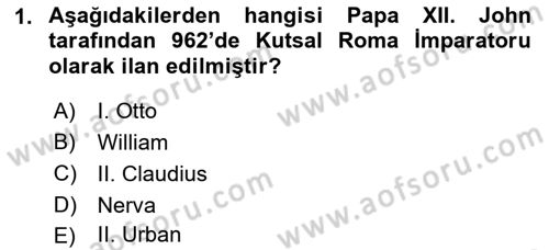 Siyasi Tarih 1 Dersi 2021 - 2022 Yılı Yaz Okulu Sınav Soruları 1. Soru