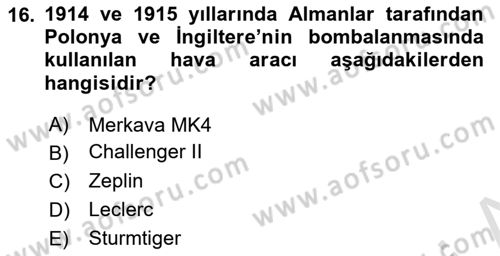 Siyasi Tarih 1 Dersi 2021 - 2022 Yılı Yaz Okulu Sınav Soruları 16. Soru