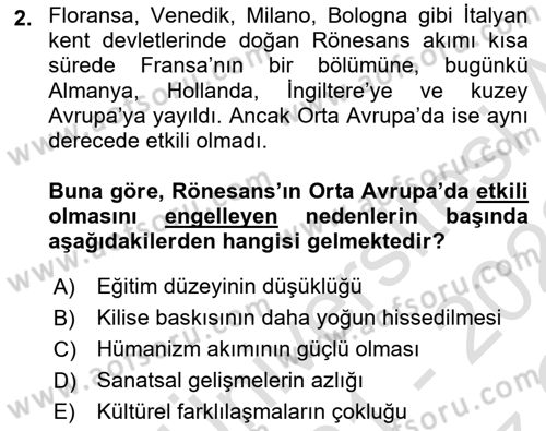 Siyasi Tarih 1 Dersi 2021 - 2022 Yılı Yaz Okulu Sınav Soruları 2. Soru