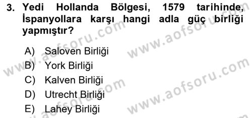 Siyasi Tarih 1 Dersi 2021 - 2022 Yılı Yaz Okulu Sınav Soruları 3. Soru