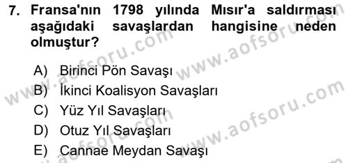 Siyasi Tarih 1 Dersi 2021 - 2022 Yılı Yaz Okulu Sınav Soruları 7. Soru