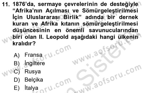 Siyasi Tarih 1 Dersi 2022 - 2023 Yılı (Final) Dönem Sonu Sınav Soruları 11. Soru