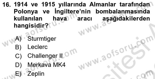 Siyasi Tarih 1 Dersi 2022 - 2023 Yılı (Final) Dönem Sonu Sınavı 16. Soru