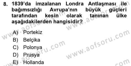 Siyasi Tarih 1 Dersi 2022 - 2023 Yılı (Final) Dönem Sonu Sınav Soruları 8. Soru