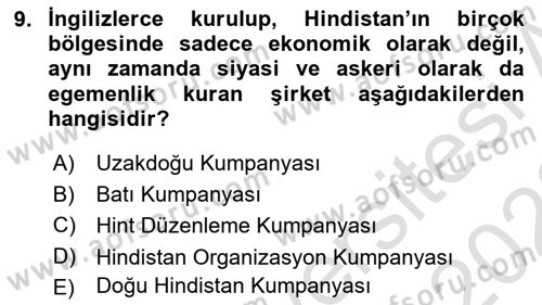Siyasi Tarih 1 Dersi 2022 - 2023 Yılı (Final) Dönem Sonu Sınav Soruları 9. Soru