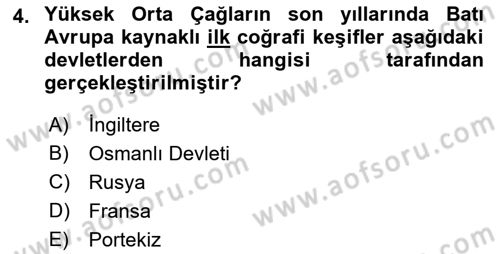 Siyasi Tarih 1 Dersi 2022 - 2023 Yılı Yaz Okulu Sınav Soruları 4. Soru