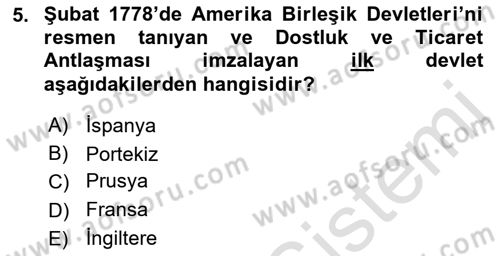 Siyasi Tarih 1 Dersi 2022 - 2023 Yılı Yaz Okulu Sınav Soruları 5. Soru