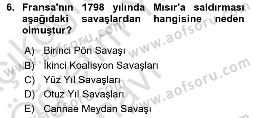 Siyasi Tarih 1 Dersi 2022 - 2023 Yılı Yaz Okulu Sınav Soruları 6. Soru