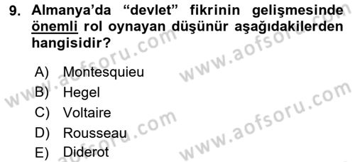 Siyasi Tarih 1 Dersi 2022 - 2023 Yılı Yaz Okulu Sınav Soruları 9. Soru