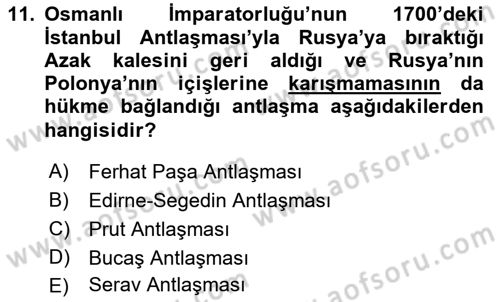Siyasi Tarih 1 Dersi 2023 - 2024 Yılı (Vize) Ara Sınav Soruları 11. Soru