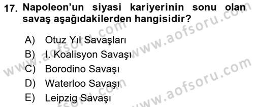 Siyasi Tarih 1 Dersi 2023 - 2024 Yılı (Vize) Ara Sınav Soruları 17. Soru