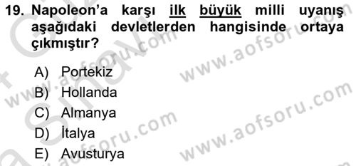 Siyasi Tarih 1 Dersi Ara Sınavı Deneme Sınav Soruları 19. Soru