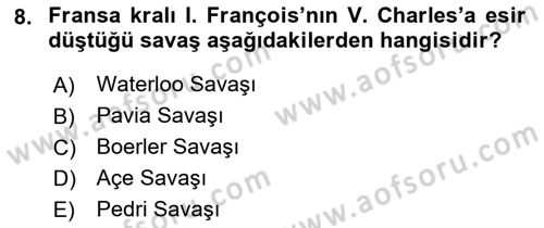 Siyasi Tarih 1 Dersi Ara Sınavı Deneme Sınav Soruları 8. Soru