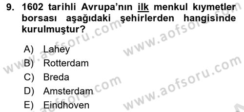 Siyasi Tarih 1 Dersi Ara Sınavı Deneme Sınav Soruları 9. Soru