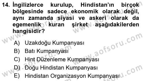 Siyasi Tarih 1 Dersi 2023 - 2024 Yılı Yaz Okulu Sınav Soruları 14. Soru