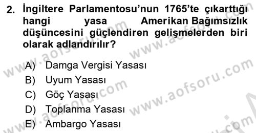 Siyasi Tarih 1 Dersi 2023 - 2024 Yılı Yaz Okulu Sınav Soruları 2. Soru