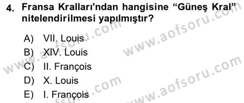 Siyasi Tarih 1 Dersi 2023 - 2024 Yılı Yaz Okulu Sınav Soruları 4. Soru