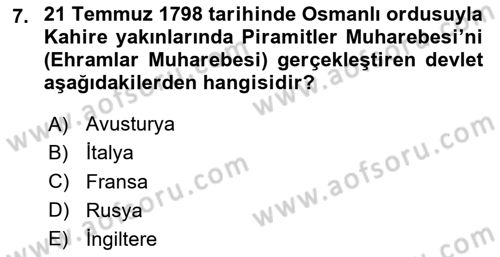 Siyasi Tarih 1 Dersi 2023 - 2024 Yılı Yaz Okulu Sınav Soruları 7. Soru