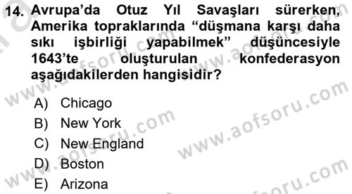 Siyasi Tarih 1 Dersi 2024 - 2025 Yılı (Vize) Ara Sınav Soruları 14. Soru