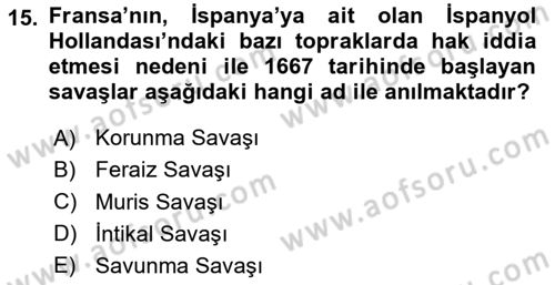 Siyasi Tarih 1 Dersi 2024 - 2025 Yılı (Vize) Ara Sınav Soruları 15. Soru