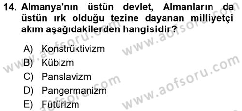 Siyasi Tarih 1 Dersi 2024 - 2025 Yılı (Final) Dönem Sonu Sınav Soruları 14. Soru