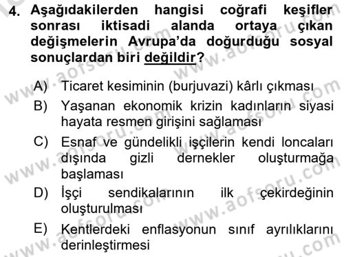 Siyasi Tarih 1 Dersi 2024 - 2025 Yılı (Final) Dönem Sonu Sınav Soruları 4. Soru