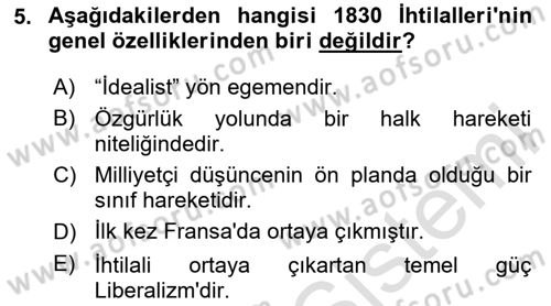 Siyasi Tarih 1 Dersi 2024 - 2025 Yılı (Final) Dönem Sonu Sınav Soruları 5. Soru