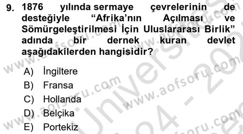 Siyasi Tarih 1 Dersi 2024 - 2025 Yılı (Final) Dönem Sonu Sınav Soruları 9. Soru