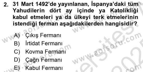 Siyasi Tarih 1 Dersi 2024 - 2025 Yılı Yaz Okulu Sınav Soruları 2. Soru
