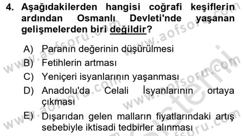 Siyasi Tarih 1 Dersi 2024 - 2025 Yılı Yaz Okulu Sınav Soruları 4. Soru