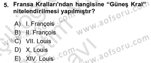 Siyasi Tarih 1 Dersi 2024 - 2025 Yılı Yaz Okulu Sınav Soruları 5. Soru