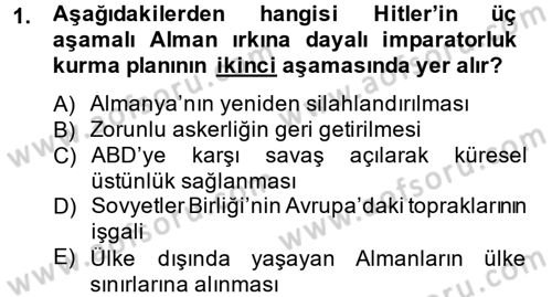 Siyasi Tarih 2 Dersi 2012 - 2013 Yılı (Vize) Ara Sınav Soruları 1. Soru