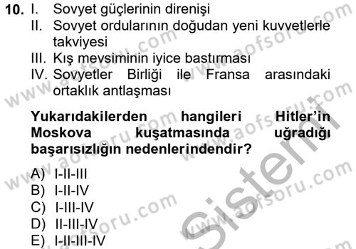 Siyasi Tarih 2 Dersi 2012 - 2013 Yılı (Vize) Ara Sınav Soruları 10. Soru