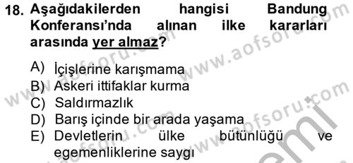 Siyasi Tarih 2 Dersi 2012 - 2013 Yılı (Vize) Ara Sınav Soruları 18. Soru