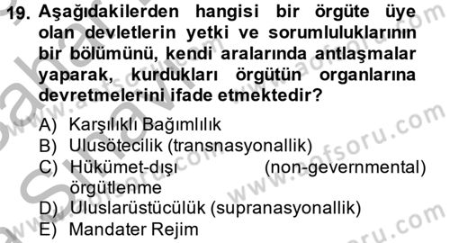 Siyasi Tarih 2 Dersi 2012 - 2013 Yılı (Vize) Ara Sınav Soruları 19. Soru