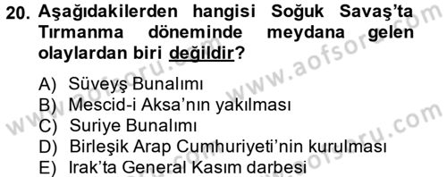 Siyasi Tarih 2 Dersi 2012 - 2013 Yılı (Vize) Ara Sınav Soruları 20. Soru