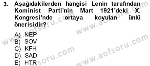 Siyasi Tarih 2 Dersi 2012 - 2013 Yılı (Vize) Ara Sınav Soruları 3. Soru