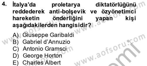 Siyasi Tarih 2 Dersi 2012 - 2013 Yılı (Vize) Ara Sınav Soruları 4. Soru