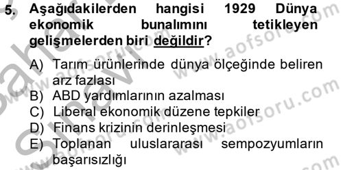 Siyasi Tarih 2 Dersi 2012 - 2013 Yılı (Vize) Ara Sınav Soruları 5. Soru